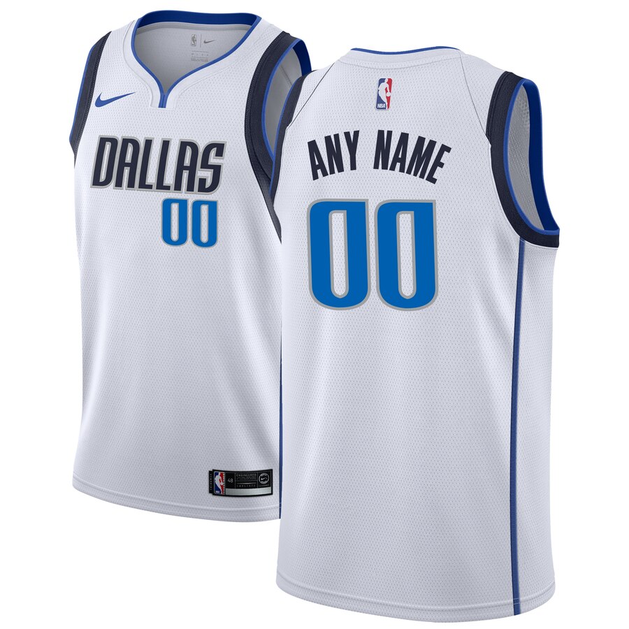 Men's White Dallas Mavericks Active Player Custom Stitched Basketball Jersey